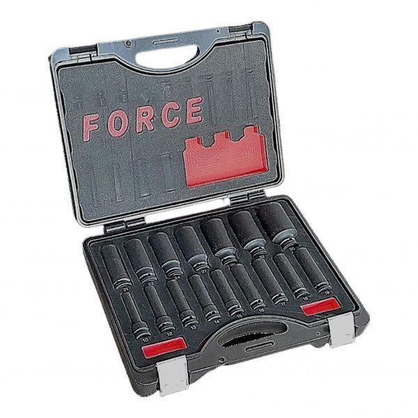 Σετ 16 Καρυδάκια Αέρος 1/2" Εξάγωνα Μακριά 10-36mm FORCE 4166 D