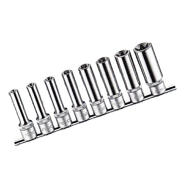 Σετ 8 Καρυδάκια 1/2" Torx Θηλυκά Μακριά E10-E24 FORCE 4083