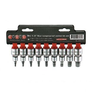 Σετ 9 Καρυδάκια Allen 1/2" Torx με Τρύπα T20H-T60H FORCE 40913T