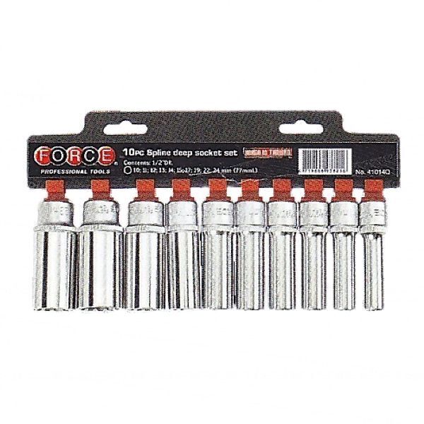 Σετ 10 Καρυδάκια 1/2" Spline Μακριά 10-24mm FORCE 41014 Q