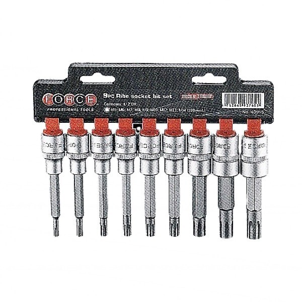 Σετ 9 Καρυδάκια Allen 1/2" Ribe Μακριά M5-M14 FORCE 40915