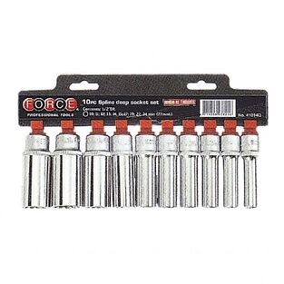 Σετ 10 Καρυδάκια 1/2" Spline Μακριά 10-24mm FORCE 41014 Q