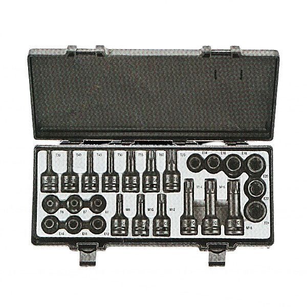Σετ 25 Καρυδάκια Allen Αέρος 1/2" Torx Αρσενικά/Θηλυκά & Πολύσφηνα Τ30-Τ70/E6-E24 & M8-M18 FORCE 4256